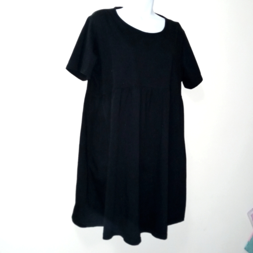 ASOS T-SHIRT DRESS SHORT SLEEVE ROUND NECK BLACK PLUS SIZE 16